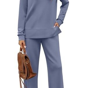 FARALIZA Women's Cozy 2-Piece Lounge Set: Casual Tracksuit with Wide Leg Sweatshirt