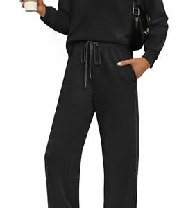 FARALIZA Women's Fall Lounge Sets with Mock Neck Tops and Wide Leg Pants