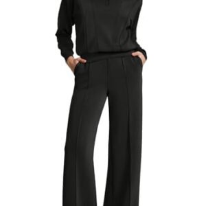FARALIZA Women's 2-Piece Lounge Set: Half Zip Sweatshirt & Wide Leg Sweatpants - Fall 2024 Fashion