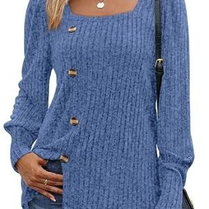 FARALIZA Women's Casual Fall Sweaters with Square Neck - 2023 Fashion